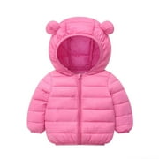 Newborn Baby Boys Girls Clothes Puffer Coat Long Sleeve Zip up Ears Hooded Plush Thick Winter Warm Down Jacket
